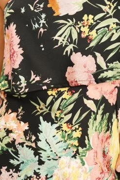 Vienna Strapless Midi Dress - Black Floral -Dress Shop petal and pup usa dresses vienna strapless midi dress black floral 33829501534385