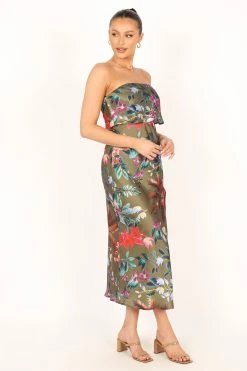 Vienna Strapless Midi Dress - Green Tropical 14 Vienna Strapless Midi Dress - Green Tropical -Dress Shop petal and pup usa dresses vienna strapless midi dress green tropical 33829500649649