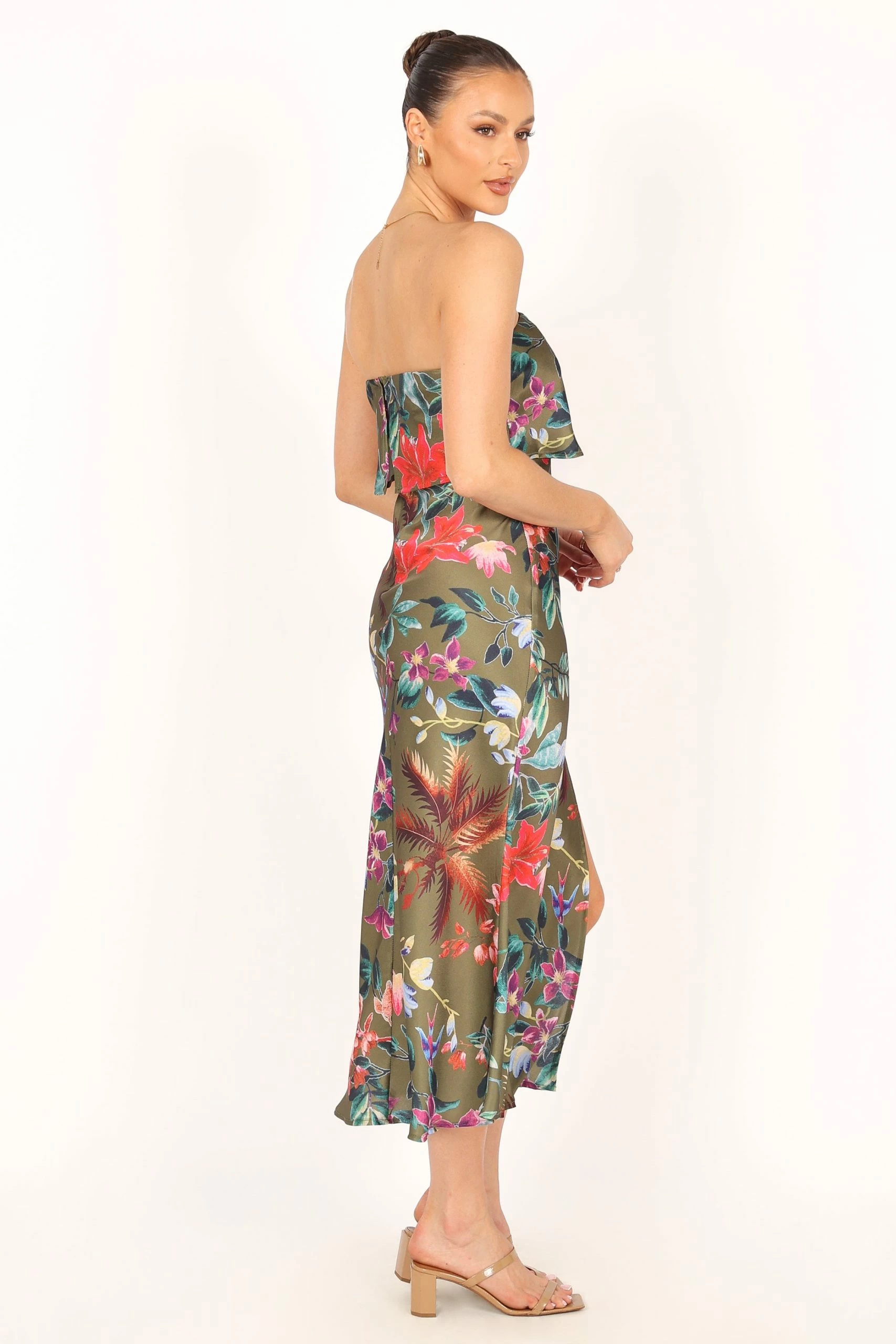 Vienna Strapless Midi Dress - Green Tropical 5 Vienna Strapless Midi Dress - Green Tropical - Image 5