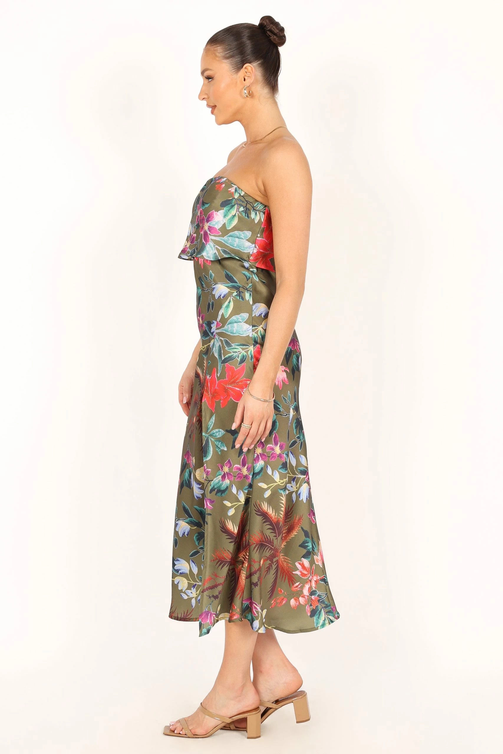 Vienna Strapless Midi Dress - Green Tropical 6 Vienna Strapless Midi Dress - Green Tropical - Image 6