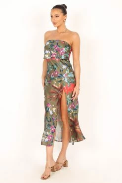 Vienna Strapless Midi Dress - Green Tropical 19 Vienna Strapless Midi Dress - Green Tropical -Dress Shop petal and pup usa dresses vienna strapless midi dress green tropical 33829500813489