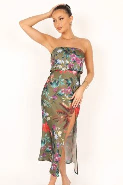 Vienna Strapless Midi Dress - Green Tropical 20 Vienna Strapless Midi Dress - Green Tropical -Dress Shop petal and pup usa dresses vienna strapless midi dress green tropical 33829500879025
