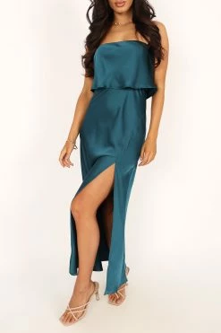 Vienna Strapless Midi Dress - Teal -Dress Shop petal and pup usa dresses vienna strapless midi dress teal 33846833676465
