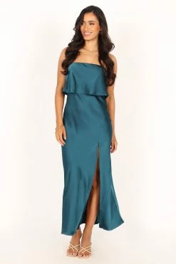 Vienna Strapless Midi Dress - Teal -Dress Shop petal and pup usa dresses vienna strapless midi dress teal 33846833709233