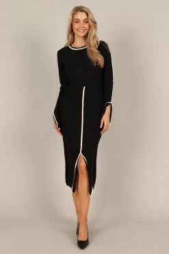 Vinnie Long Sleeve Midi Dress - Black -Dress Shop petal and pup usa dresses vinnie long sleeve midi dress black 33077778874545