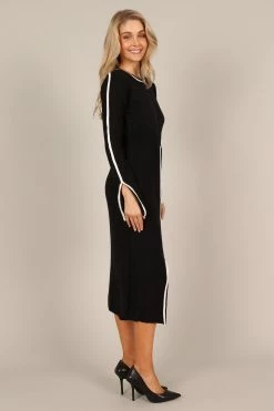Vinnie Long Sleeve Midi Dress - Black -Dress Shop petal and pup usa dresses vinnie long sleeve midi dress black 33077779005617