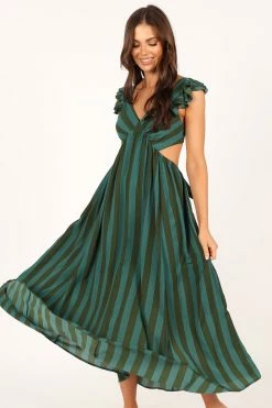 Viola Maxi Dress - Green Stripe
