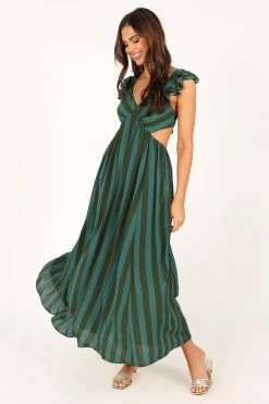 Viola Maxi Dress - Green Stripe -Dress Shop petal and pup usa dresses viola maxi dress green stripe 33690335740081