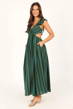 Viola Maxi Dress - Green Stripe -Dress Shop petal and pup usa dresses viola maxi dress green stripe 33690335772849