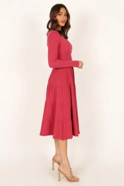 Violette Long Sleeve Midi Dress - Berry -Dress Shop petal and pup usa dresses violette long sleeve midi dress berry 33987167453361