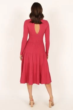 Violette Long Sleeve Midi Dress - Berry -Dress Shop petal and pup usa dresses violette long sleeve midi dress berry 33987167486129