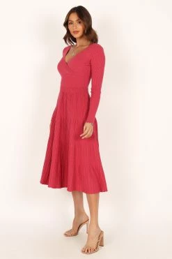 Violette Long Sleeve Midi Dress - Berry -Dress Shop petal and pup usa dresses violette long sleeve midi dress berry 33987167518897