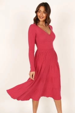Violette Long Sleeve Midi Dress - Berry -Dress Shop petal and pup usa dresses violette long sleeve midi dress berry 33987167584433