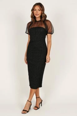 Wednesday Midi Dress - Black Sparkle -Dress Shop petal and pup usa dresses wednesday midi dress black sparkle 33190440534193
