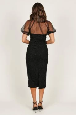 Wednesday Midi Dress - Black Sparkle -Dress Shop petal and pup usa dresses wednesday midi dress black sparkle 33190440632497