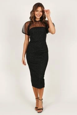 Wednesday Midi Dress - Black Sparkle -Dress Shop petal and pup usa dresses wednesday midi dress black sparkle 33190440698033