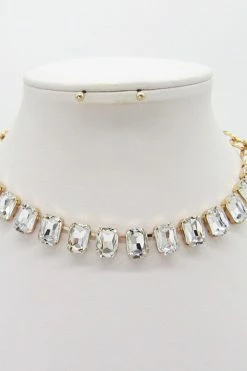 Statement Jewel Necklace & Earring Set - Gold 5 Statement Jewel Necklace & Earring Set - Gold -Dress Shop petal and pup usa jewel linked statement necklace set cry 1 32811125113009