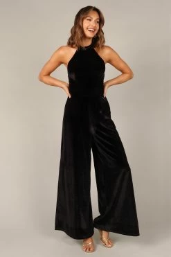 Aria Velvet Jumpsuit - Black -Dress Shop petal and pup usa jumpsuits aria velvet jumpsuit black 32751517630641