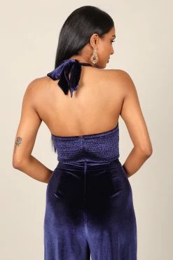 Aria Velvet Jumpsuit - Sapphire -Dress Shop petal and pup usa jumpsuits aria velvet jumpsuit sapphire 32699730985137