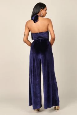 Aria Velvet Jumpsuit - Sapphire -Dress Shop petal and pup usa jumpsuits aria velvet jumpsuit sapphire 32699731083441