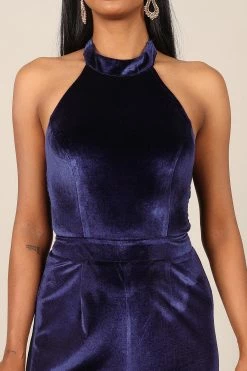 Aria Velvet Jumpsuit - Sapphire -Dress Shop petal and pup usa jumpsuits aria velvet jumpsuit sapphire 32699731181745