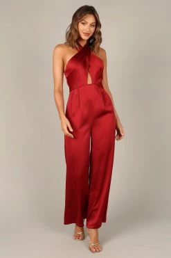 Dixie Halter Jumpsuit - Burgundy