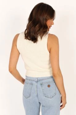 Bride Sleeveless Knit Sweater - White -Dress Shop petal and pup usa knitwear bride sleeveless knit sweater white 33769174597809