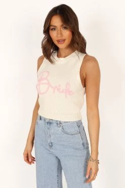 Bride Sleeveless Knit Sweater - White -Dress Shop petal and pup usa knitwear bride sleeveless knit sweater white 33769174630577