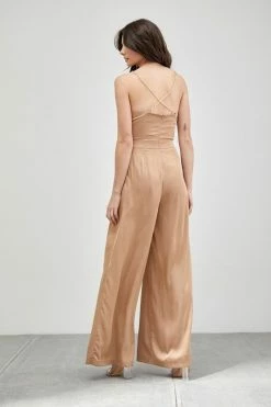 Marta Cowl Neck Jumpsuit - Taupe -Dress Shop petal and pup usa marta cowl neck jumpsuit taupe 33632577192113
