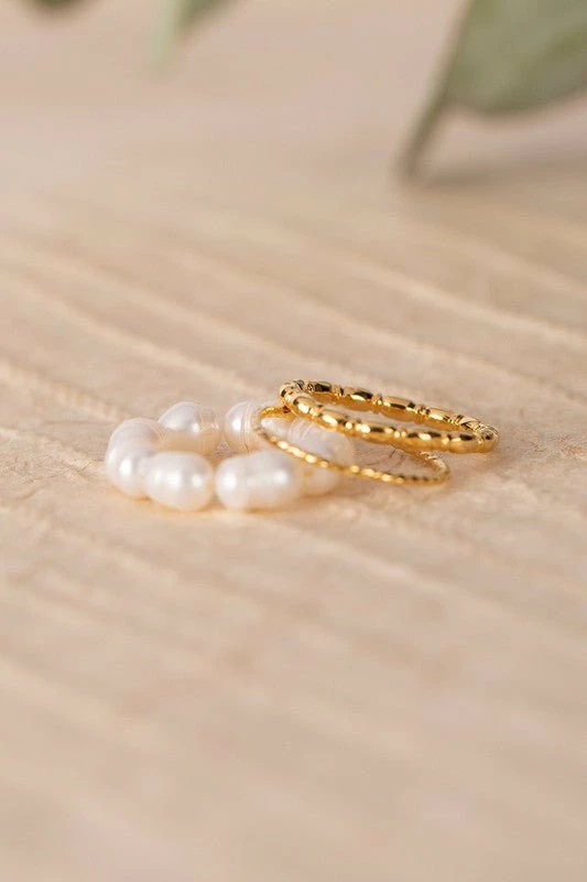 Pearl Ring Set - Gold 3 Pearl Ring Set - Gold - Image 3