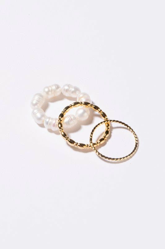 Pearl Ring Set - Gold 4 Pearl Ring Set - Gold - Image 4