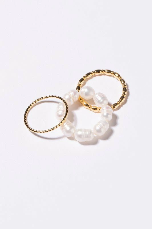 Pearl Ring Set - Gold 1 Pearl Ring Set - Gold