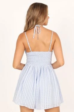 Audrey Smock Romper - Blue -Dress Shop petal and pup usa rompers audrey smock romper blue 33500171305137