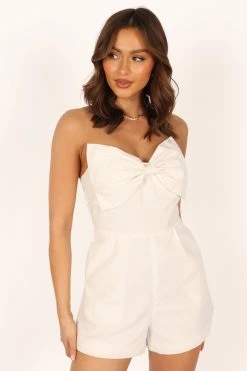 Bambi Bow Romper - White -Dress Shop petal and pup usa rompers bambi bow romper white 33769160933553