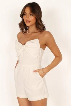 Bambi Bow Romper - White -Dress Shop petal and pup usa rompers bambi bow romper white 33769161130161