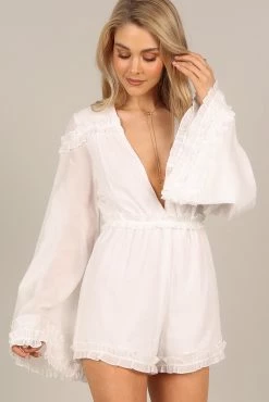 Bettina Romper - White -Dress Shop petal and pup usa rompers bettina romper white 33199437775025