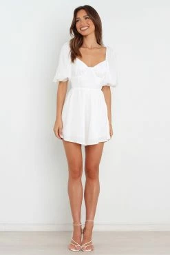 Billie Playsuit - White -Dress Shop petal and pup usa rompers billie romper white 31719575814321