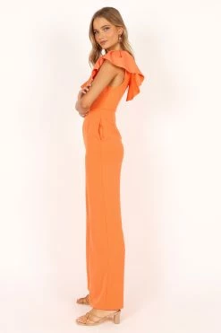 Cassie Ruffle Jumpsuit - Tangerine -Dress Shop petal and pup usa rompers cassie ruffle jumpsuit tangerine 33612343279793