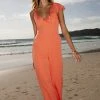 Cassie Ruffle Jumpsuit - Tangerine