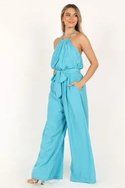 Dionne Halter Jumpsuit - River Blue -Dress Shop petal and pup usa rompers dionne halter jumpsuit river blue 33612348489905