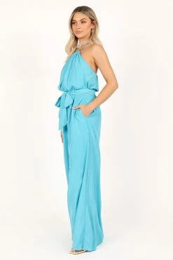 Dionne Halter Jumpsuit - River Blue -Dress Shop petal and pup usa rompers dionne halter jumpsuit river blue 33612348522673