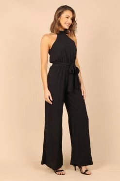 Harper Tie Waist Jumpsuit - Black -Dress Shop petal and pup usa rompers harper tie waist jumpsuit black 32375352426673