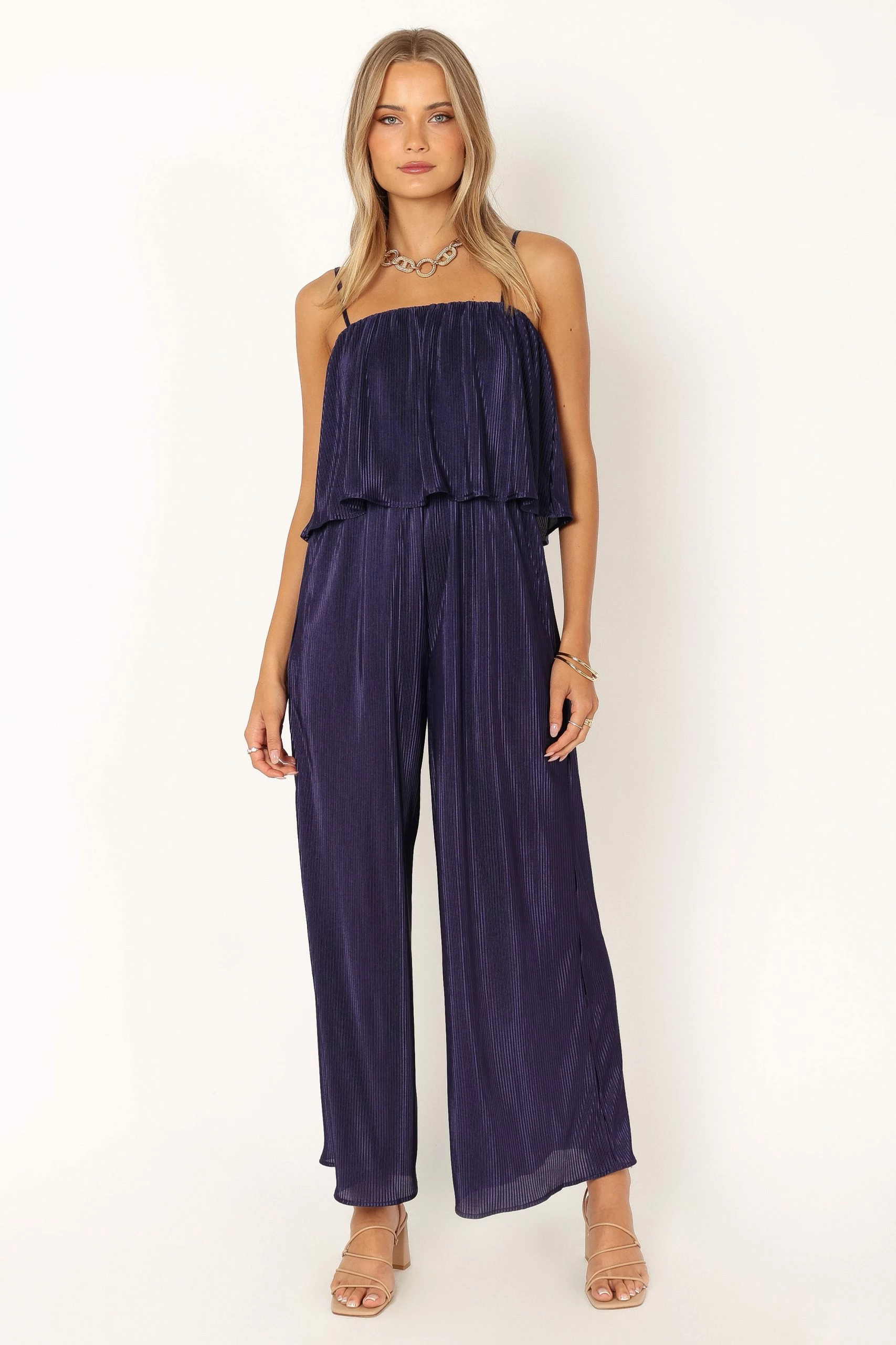 Jillian Plisse Jumpsuit - Navy 2 Jillian Plisse Jumpsuit - Navy - Image 2