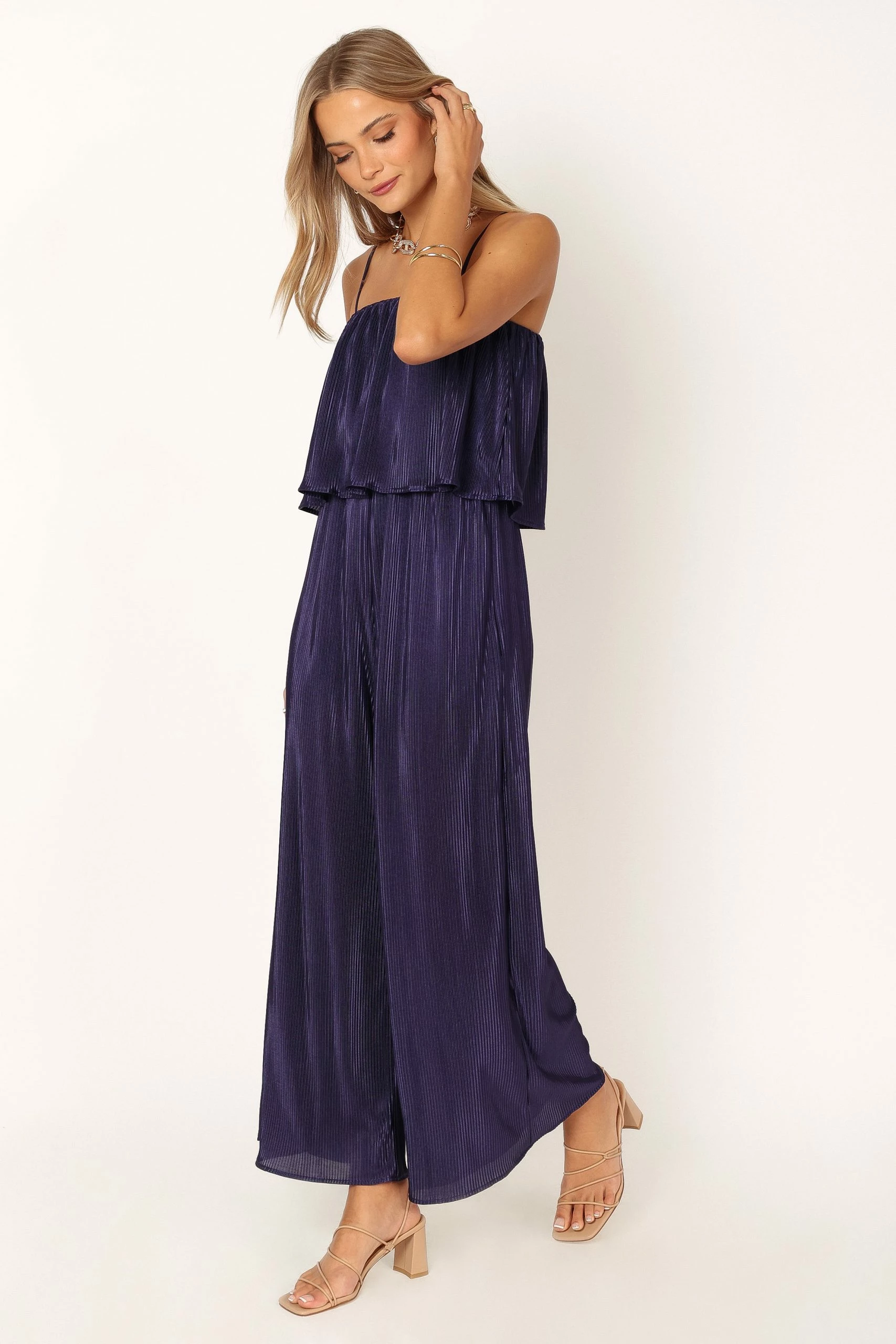 Jillian Plisse Jumpsuit - Navy 4 Jillian Plisse Jumpsuit - Navy - Image 4
