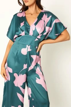 Lilah Jumpsuit - Teal Floral -Dress Shop petal and pup usa rompers lilah jumpsuit teal floral 33935874425009