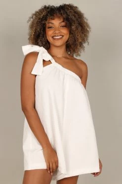 Miffy One Shoulder Romper - White -Dress Shop petal and pup usa rompers miffy one shoulder romper white 33551869968561