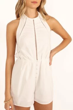 Nelda Halter Romper - White -Dress Shop petal and pup usa rompers nelda halter romper white 33829481840817