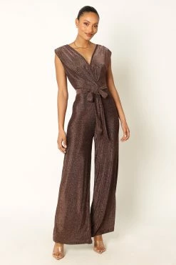 Nora Wide Leg Jumpsuit - Chocolate -Dress Shop petal and pup usa rompers nora wide leg jumpsuit chocolate 33968215589041