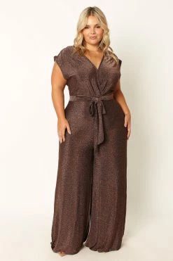 Nora Wide Leg Jumpsuit - Chocolate -Dress Shop petal and pup usa rompers nora wide leg jumpsuit chocolate 33968215621809