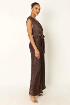 Nora Wide Leg Jumpsuit - Chocolate -Dress Shop petal and pup usa rompers nora wide leg jumpsuit chocolate 33968215654577